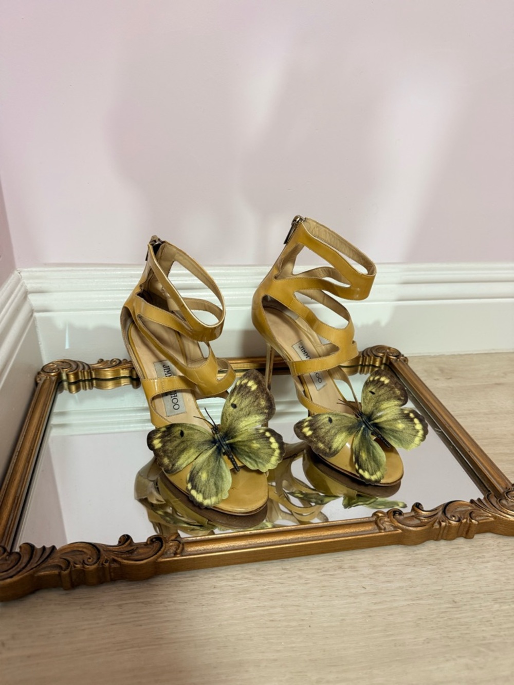 Jimmy Choo sandals shoes butterfly orchid size 6.5-7 US 37 Y2K Carrie Bradshaw